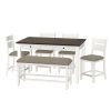 Wallace & Bay Velvety Brown And White 6 Piece Gathering Dining Set